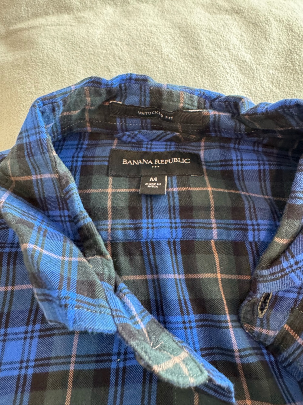 Banana Republic Blue and Black Plaid Button-Up Shirt